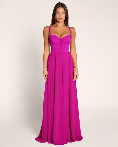 Full body front view of Bombshell Maxi Dress - Electric Fuchsia