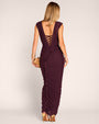 Draped Bombshell Column Maxi Dress - Garnet