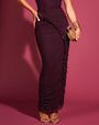 Draped Bombshell Column Maxi Dress - Garnet