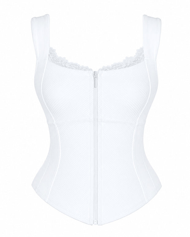 Outline image of Corsety Seamed Rib Tank - Rib White front
