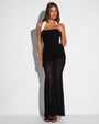 Full body front view of model wearing Ruched Square Neck Tankini - Black/White paired with mesh mermaid skirt