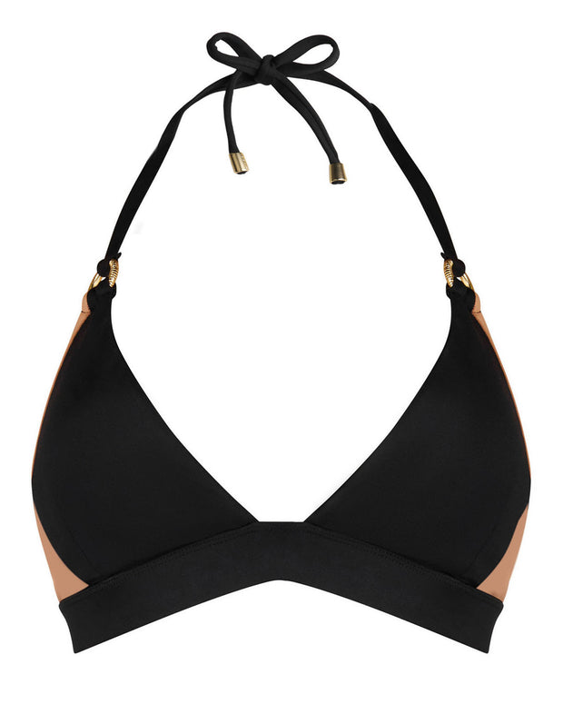 Outline image of Triangle Bikini Top - Black/Tawny