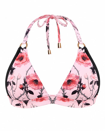 Outline image of Triangle Bikini Top - Rose Thistle/Black