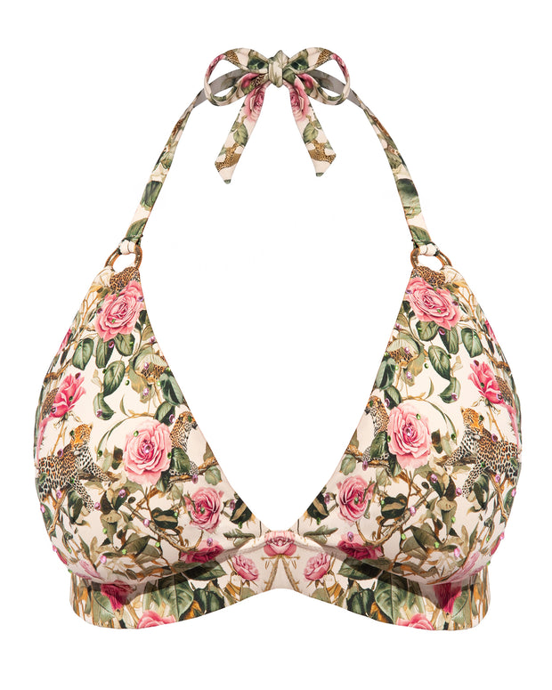 Outline image of Triangle Bikini Top - Pink Rose Leopard