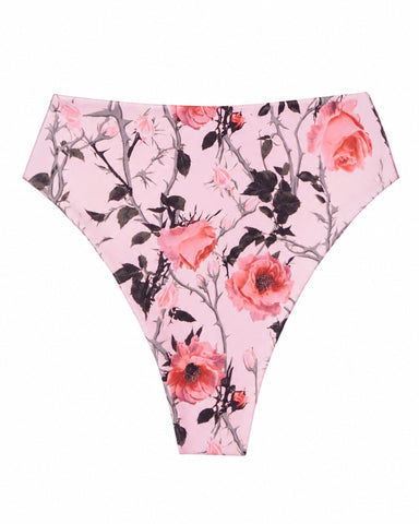 Three quarter back view of Hi Cut Smoothing Kini Bottom - Rose Thistle