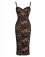 Outline image of Seamed Lushy Midi Dress - Lace Black/Tawny
