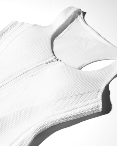 Flat lay image of Corsety Scoop Neck Tank - Rib White front