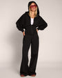 Full body front view of model wearing Croissant Fleecey - Black