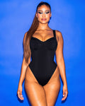 Hi Cut Lifty tummy control swimsuit in Black by TA3, view 3